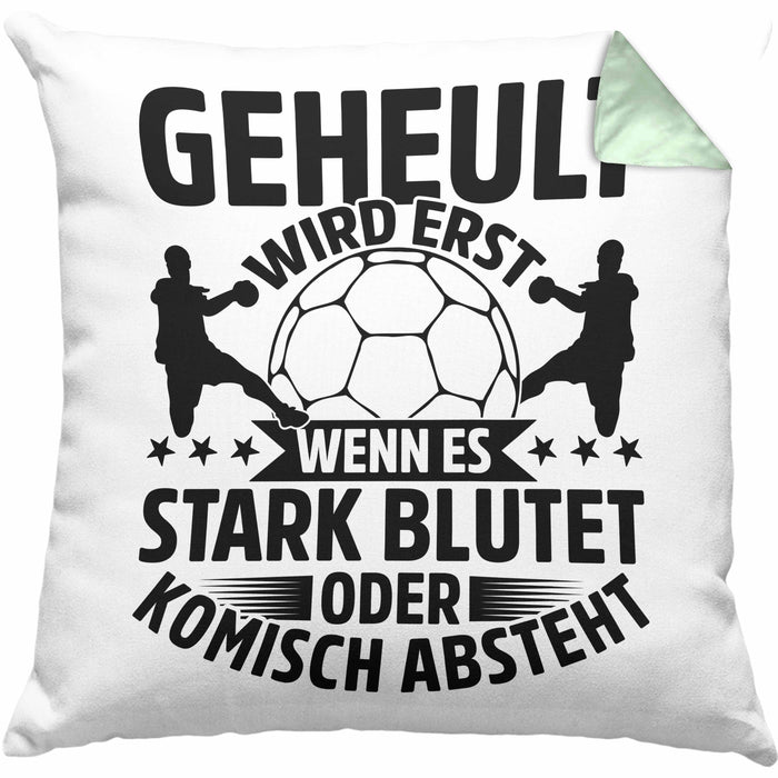 Handball Geschenk Kissen mit Füllung 40x40 Geschenkidee Handball-Spieler Handballspielerin Mädchen Jungs Geheult Wird Erst Wenn Es Stark (Grau) Grün Trendation