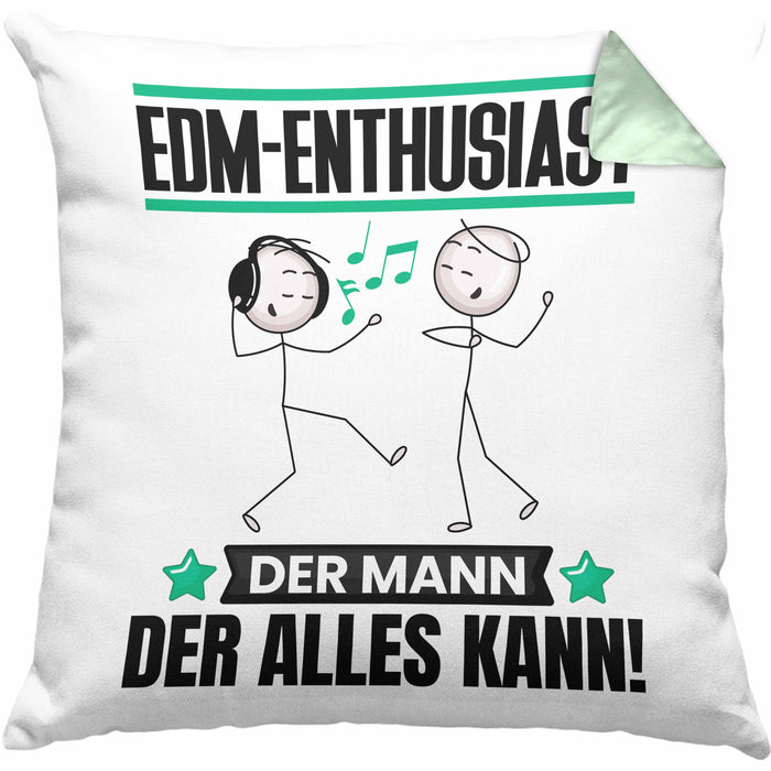 EDM-Enthusiast Kissen mit Füllung 40x40 Geschenk für EDM-Enthusiast Der Mann Der Alles Kann Geschenkidee zum Geburtstag (Grau) Grün Trendation