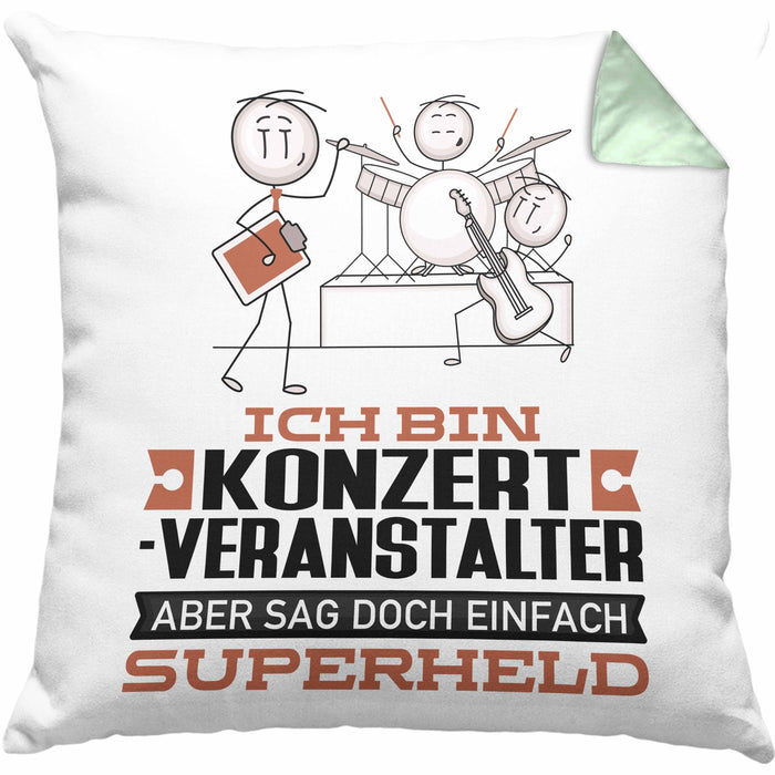 Konzertveranstalter Geschenk Kissen mit Füllung 40x40 Ich Bin Konzertveranstalter Aber Sag Doch Einfach Superheld Lustige Geschenkdiee für Konzertveranstalter (Grau) Grün Trendation