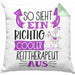 So Sieht Ein Richtig Cooler Reittherapeut Aus Kissen mit Füllung 40x40 Geschenk für Reittherapie Geschenkidee Spruch (Grau) Grün Trendation