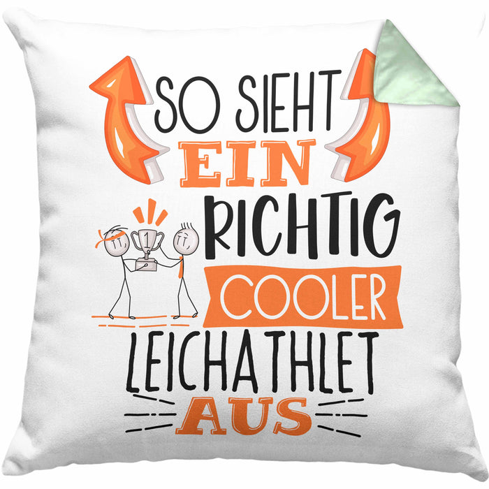 Leichtathlet Kissen mit Füllung 40x40 Geschenk So Sieht Ein Richtig Cooler Leichtathlet Aus Geschenkidee Spruch Lustig (Grau) Grün Trendation