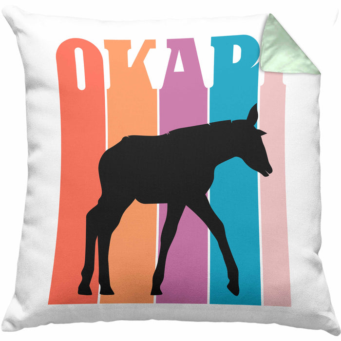 Lustige Okapi Kissen mit Füllung 40x40 Geschenk für Okapi Liebhaber Grafik (Grau) Grün Trendation