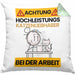 Katzenliebhaber Kissen mit Füllung 40x40 Geschenk Lustiger Spruch Geschenkidee für Katzenliebhaber Achtung Hochleistungs Katzenliebhaber Bei Der Arbeit (Grau) Grün Trendation