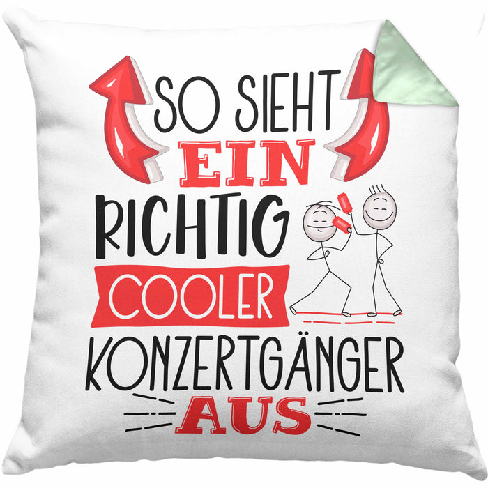 So Sieht Ein Richtig Cooler Konzertgänger Aus Geschenk Kissen mit Füllung 40x40 Lustiger Spruch Geschenkidee (Grau) Grün Trendation