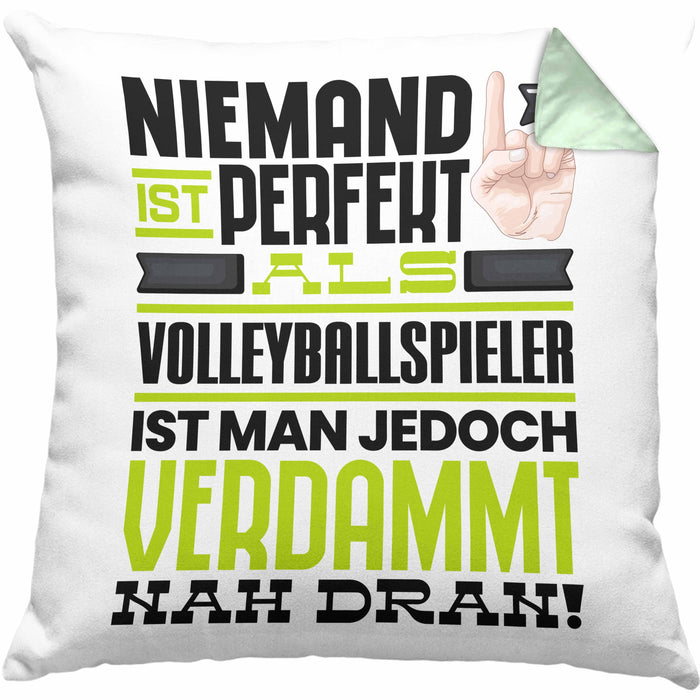 Volleyballspieler Geschenk Kissen mit Füllung 40x40 Lustige Geschenkidee für Volleyballspieler Geburtstag Niemand Ist Perfekt Aber Als Volleyballspieler Ist Man Nah Dran (Grau) Grün Trendation