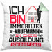 Immobilienkaufmann Ausbildung Kissen mit Füllung 40x40 Geschenk Ich Bin Immobilienkaufmann In Der Ausbildung Ich Darf Das Geschenkidee Spruch (Grau) Grün Trendation