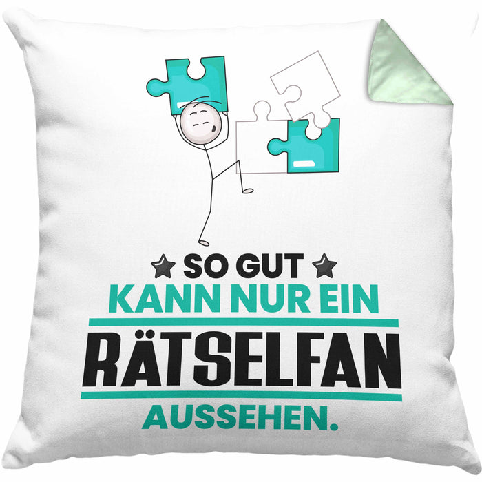 Rätselfan Geschenk Kissen mit Füllung 40x40 So Gut Kann Nur Ein Rätselfan Aussehen Geschenkidee (Grau) Grün Trendation