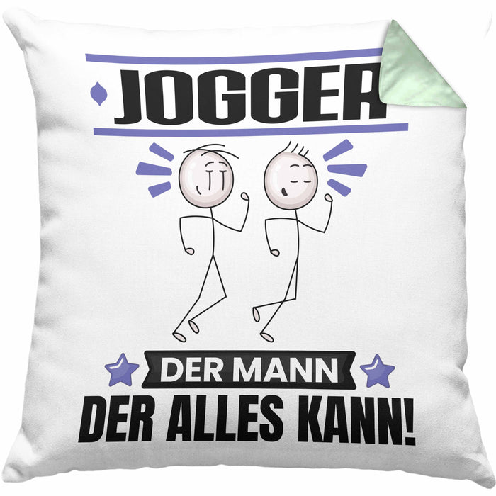 Jogger Kissen mit Füllung 40x40 Geschenk für Jogger Der Mann Der Alles Kann Geschenkidee zum Geburtstag (Grau) Grün Trendation