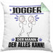 Jogger Kissen mit Füllung 40x40 Geschenk für Jogger Der Mann Der Alles Kann Geschenkidee zum Geburtstag (Grau) Grün Trendation