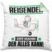 Reisender Kissen mit Füllung 40x40 Geschenk für Reisender Der Mann Der Alles Kann Geschenkidee zum Geburtstag (Grau) Grün Trendation