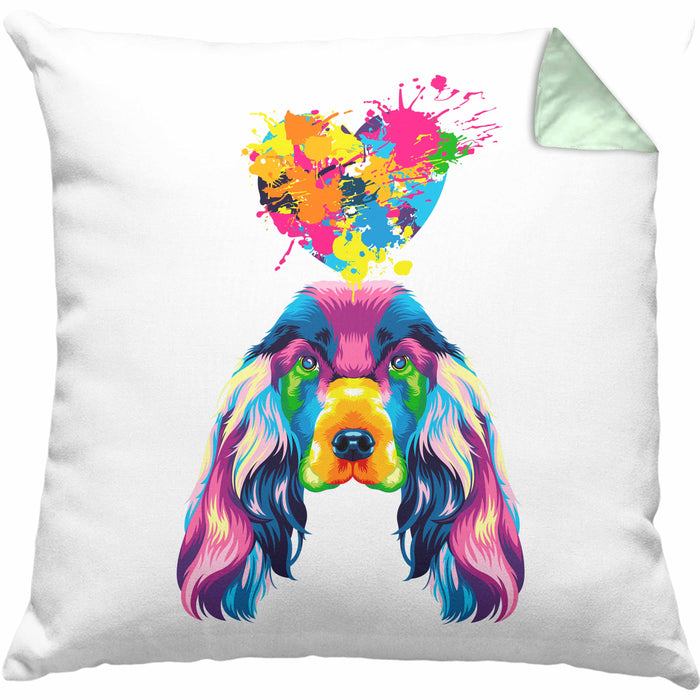 Cocker Spaniel Herz Farbe Besitzer Kissen mit Füllung 40x40 Geschenk Lustiger Spruch Geschenkidee Cocker Spaniel Liebhaber (Grau) Grün Trendation