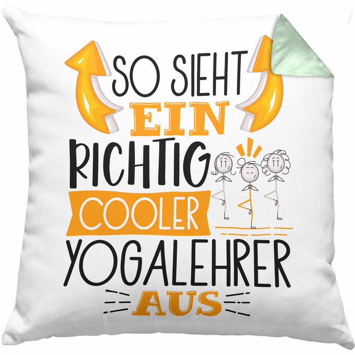 So Sieht Ein Richtig Cooler Yogalehrer Aus Geschenk Kissen mit Füllung 40x40 Lustiger Spruch Geschenkidee (Grau) Grün Trendation