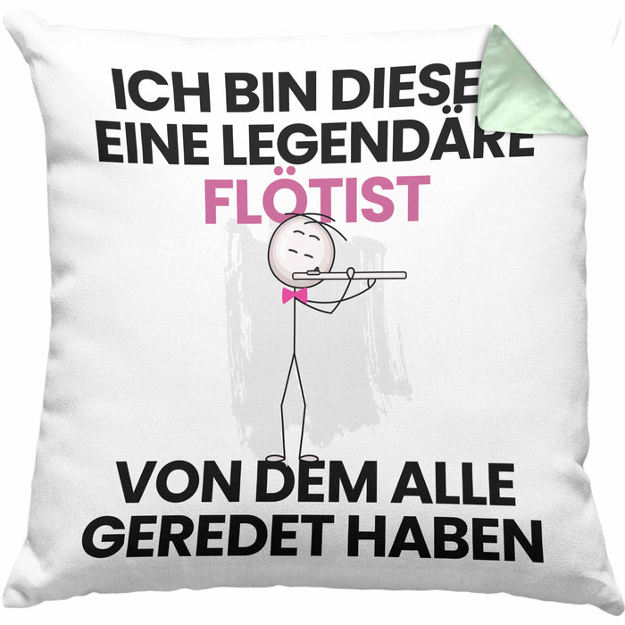 Flötist Geschenk Kissen mit Füllung 40x40 Lustige Geschenkidee Geburtstag für Flötist Ich Bin Dieser Legendäre Flötist Von Dem Alle Geredet Haben (Grau) Grün Trendation
