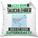 Tauchlehrer Kissen mit Füllung 40x40 Geschenk für Tauchlehrer Geburtstag Lustiger Spruch Was Ist Deine Superkraft (Grau) Grün Trendation