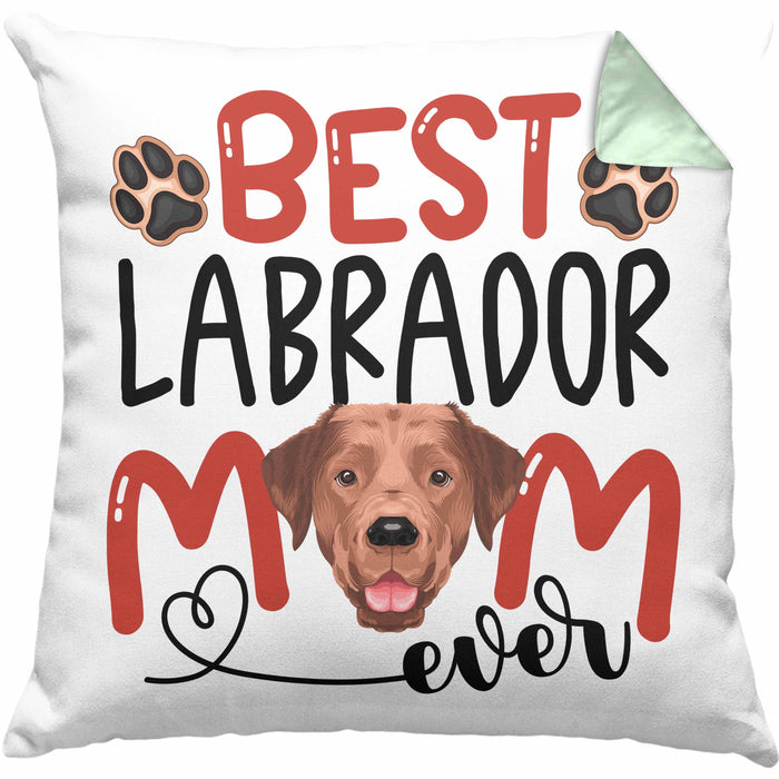Labrador Mom Besitzerin Kissen mit Füllung 40x40 Geschenk Lustiger Spruch Geschenkidee Besitzerin Labrador Mama (Grau) Grün Trendation
