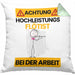 Flötist Kissen mit Füllung 40x40 Geschenk Lustiger Spruch Geschenkidee für Flötist Achtung Hochleistungs Flötist Bei Der Arbeit (Grau) Grün Trendation