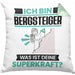 Bergsteiger Kissen mit Füllung 40x40 Geschenk für Bergsteiger Geburtstag Lustiger Spruch Was Ist Deine Superkraft (Grau) Grün Trendation