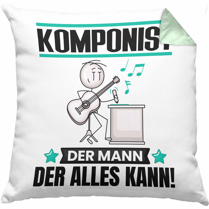 Komponist Kissen mit Füllung 40x40 Geschenk für Komponist Der Mann Der Alles Kann Geschenkidee zum Geburtstag (Grau) Grün Trendation