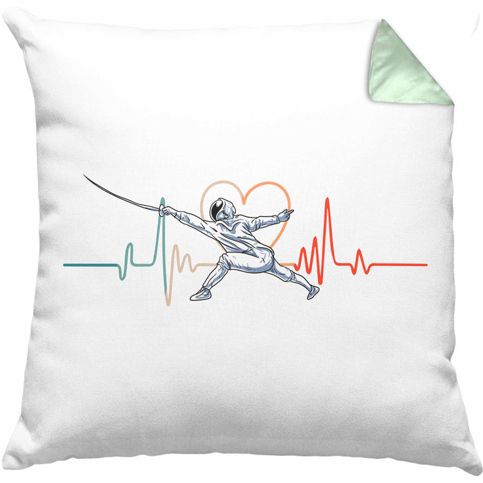 Lustige Fechten-Kissen mit Füllung 40x40 Geschenk für Fechter Herzschlag (Grau) Grün Trendation