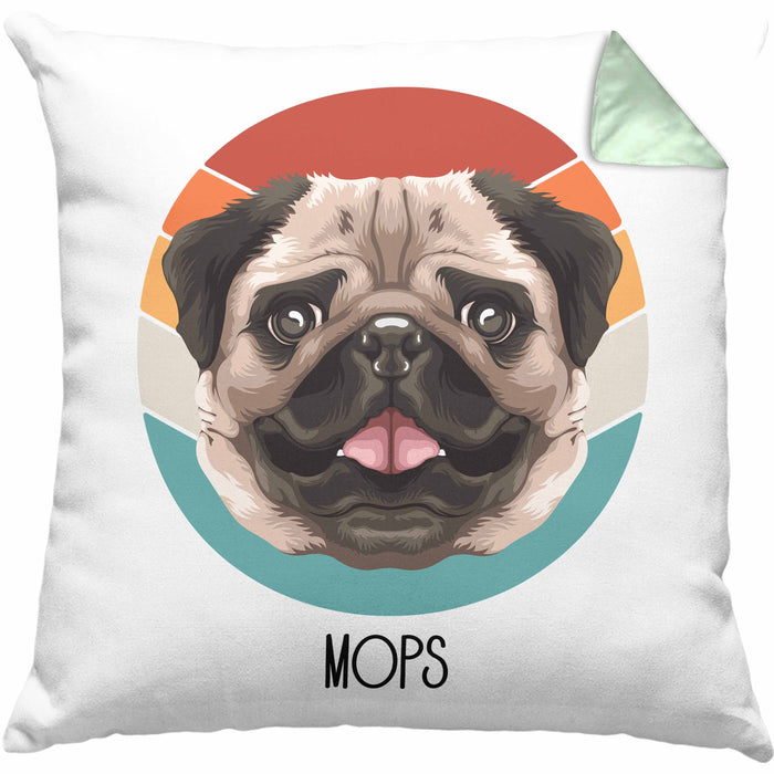 Mops Besitzer Kissen mit Füllung 40x40 Geschenk Lustiger Spruch Geschenkidee Mops Mama Papa (Grau) Grün Trendation