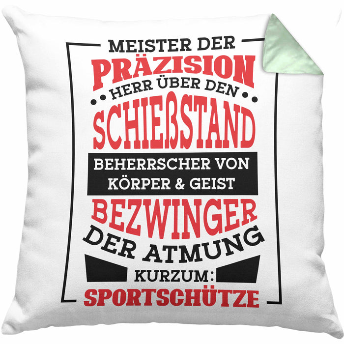 Lustige Schießen-Kissen mit Füllung 40x40 für Sportschützen Geschenk Ich Bin Sportschütze Präzision (Grau) Grün Trendation