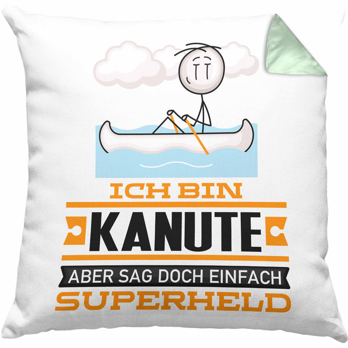 Kanute Geschenk Kissen mit Füllung 40x40 Ich Bin Kanute Aber Sag Doch Einfach Superheld Lustige Geschenkdiee für Kanute (Grau) Grün Trendation