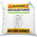 Straßenmusiker Kissen mit Füllung 40x40 Geschenk Lustiger Spruch Geschenkidee für Straßenmusiker Achtung Hochleistungs Straßenmusiker Bei Der Arbeit (Grau) Grün Trendation