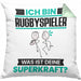 Rugbyspieler Kissen mit Füllung 40x40 Geschenk für Rugbyspieler Geburtstag Lustiger Spruch Was Ist Deine Superkraft (Grau) Grün Trendation