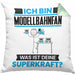Modellbahnfan Kissen mit Füllung 40x40 Geschenk für Modellbahnfan Geburtstag Lustiger Spruch Was Ist Deine Superkraft (Grau) Grün Trendation