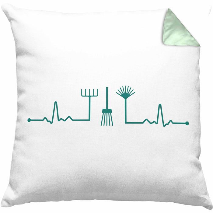 Herzschlag Gärtner Kissen mit Füllung 40x40 mit Spruch Garten Hobbygärtner Geschenk Lustig Gärtnerin Geschenkidee (Grau) Grün Trendation