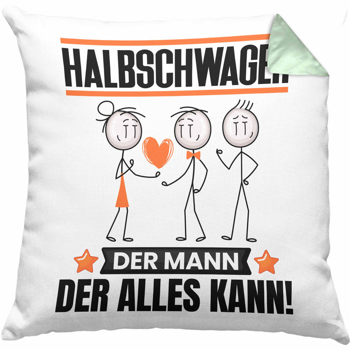 Halbschwager Kissen mit Füllung 40x40 Geschenk für Halbschwager Der Mann Der Alles Kann Geschenkidee zum Geburtstag (Grau) Grün Trendation