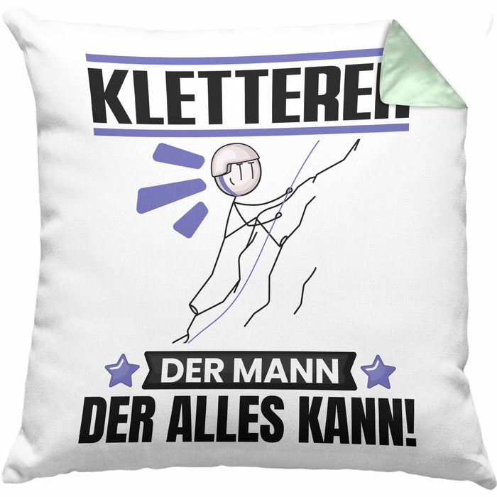 Kletterer Kissen mit Füllung 40x40 Geschenk für Kletterer Der Mann Der Alles Kann Geschenkidee zum Geburtstag (Grau) Grün Trendation