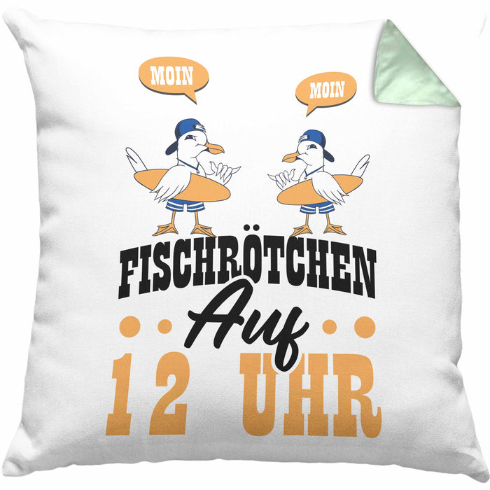 Moin Kissen mit Füllung 40x40 Geschenk Norddeutschland Sylt Norderney Möwen Fischbrötchen Geschenkidee Norddeutschland (Grau) Grün Trendation