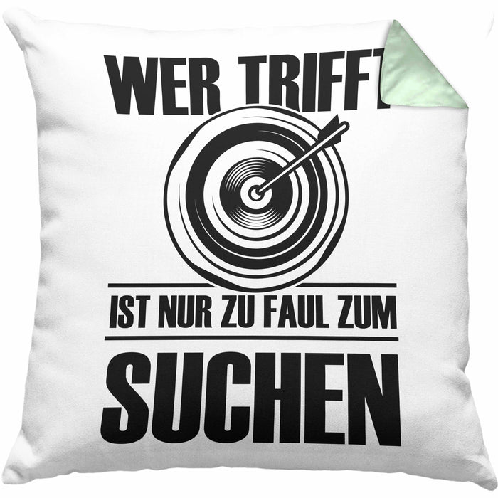 Bogenschießen Kissen mit Füllung 40x40 mit Bogenschütze Spruch - Geschenk für Pfeil und Bogen Fans (Grau) Grün Trendation
