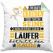 Läufer Geschenk Kissen mit Füllung 40x40 Lustiger Spruch Erheben Sie Sich Der Läufer Betritt den Raum (Grau) Grün Trendation