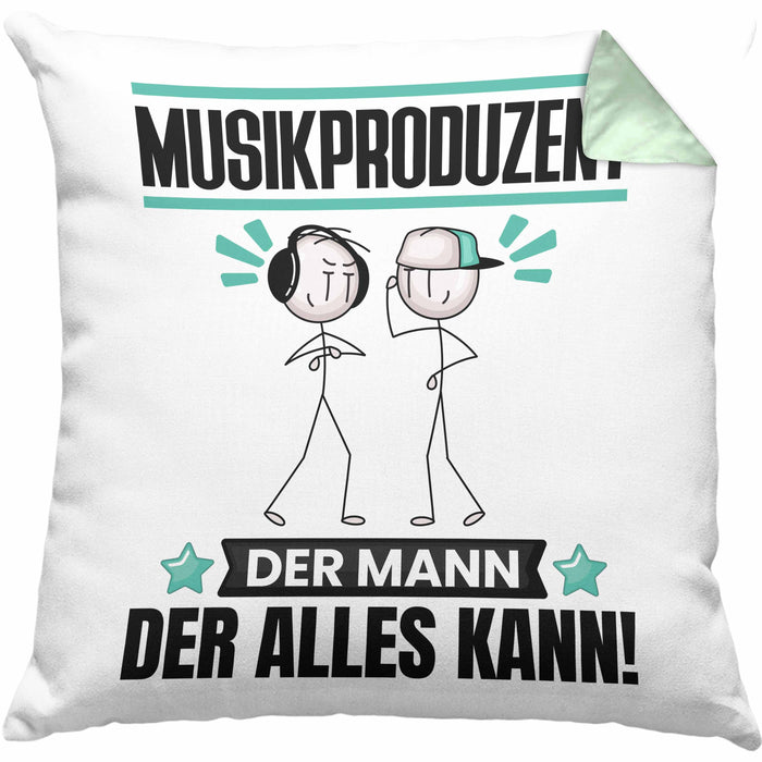 Musikproduzent Kissen mit Füllung 40x40 Geschenk für Musikproduzent Der Mann Der Alles Kann Geschenkidee zum Geburtstag (Grau) Grün Trendation
