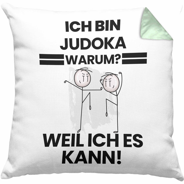 Judoka Geschenk Kissen mit Füllung 40x40 Lustiger Spruch Ich Bin Judoka Warum Weil Ich Es Kann Geschenkidee Bester Judoka Geburtstag (Grau) Grün Trendation