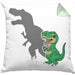 T-Rex Kissen mit Füllung 40x40 Geschenk Schatten Dinosaurier-Liebhaber Geschenkidee Jungs Geburtstag (Grau) Grün Trendation