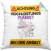 Pianist Kissen mit Füllung 40x40 Geschenk Lustiger Spruch Geschenkidee für Pianist Achtung Hochleistungs Pianist Bei Der Arbeit (Grau) Grün Trendation