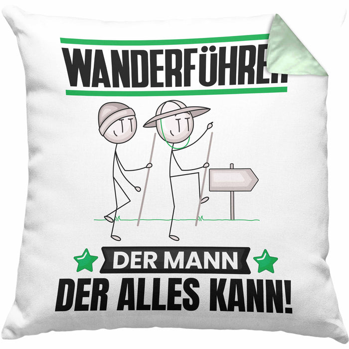 Wanderführer Kissen mit Füllung 40x40 Geschenk für Wanderführer Der Mann Der Alles Kann Geschenkidee zum Geburtstag (Grau) Grün Trendation