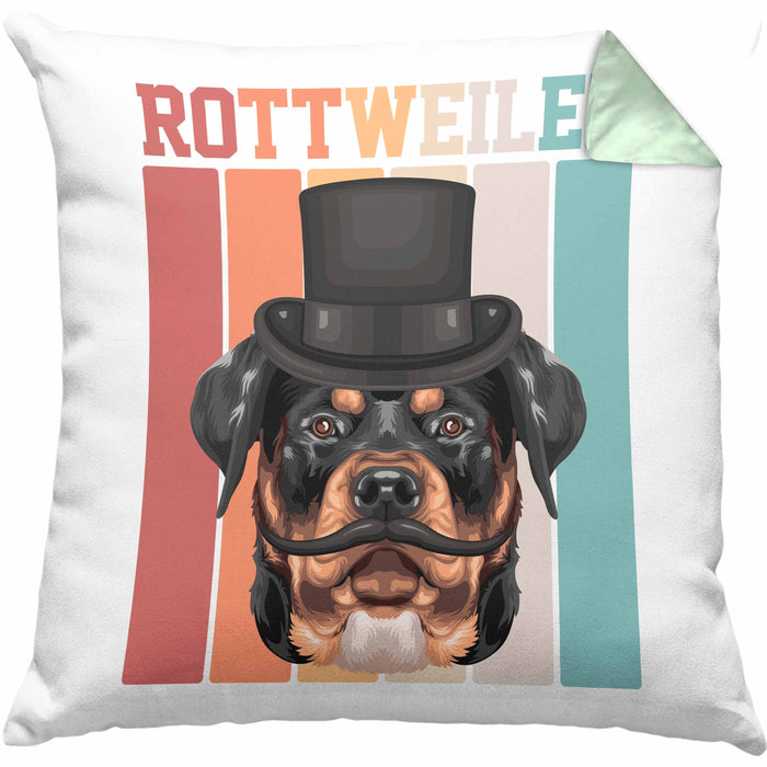 Rottweiler Besitzer Kissen mit Füllung 40x40 Geschenk Lustiger Spruch Geschenkidee Retro Vinatge Rottweiler (Grau) Grün Trendation
