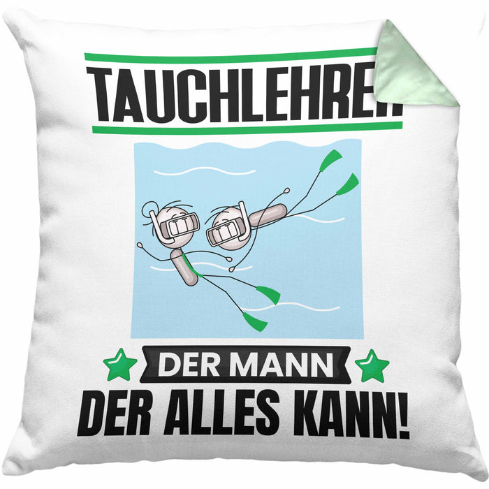 Tauchlehrer Kissen mit Füllung 40x40 Geschenk für Tauchlehrer Der Mann Der Alles Kann Geschenkidee zum Geburtstag (Grau) Grün Trendation