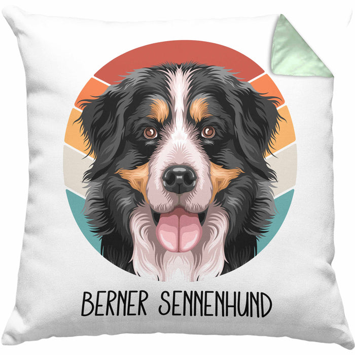 Berner Sennen Besitzer Kissen mit Füllung 40x40 Geschenk Lustiger Spruch Geschenkidee Berner Sennen Mama Papa (Grau) Grün Trendation