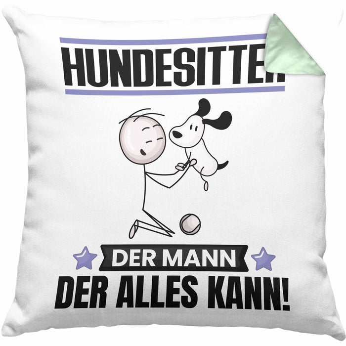 Hundesitter Kissen mit Füllung 40x40 Geschenk für Hundesitter Der Mann Der Alles Kann Geschenkidee zum Geburtstag (Grau) Grün Trendation