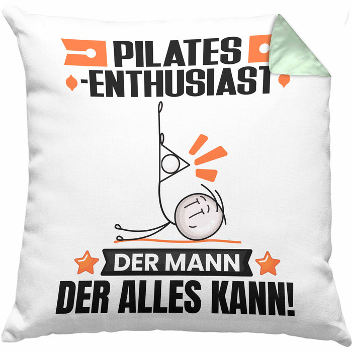 Pilates-Enthusiast Kissen mit Füllung 40x40 Geschenk für Pilates-Enthusiast Der Mann Der Alles Kann Geschenkidee zum Geburtstag (Grau) Grün Trendation