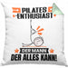 Pilates-Enthusiast Kissen mit Füllung 40x40 Geschenk für Pilates-Enthusiast Der Mann Der Alles Kann Geschenkidee zum Geburtstag (Grau) Grün Trendation