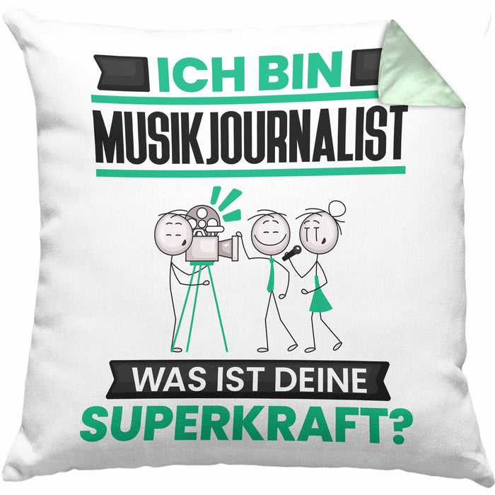 Musikjournalist Kissen mit Füllung 40x40 Geschenk für Musikjournalist Geburtstag Lustiger Spruch Was Ist Deine Superkraft (Grau) Grün Trendation