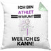 Athlet Geschenk Kissen mit Füllung 40x40 Lustiger Spruch Ich Bin Athlet Warum Weil Ich Es Kann Geschenkidee Bester Athlet Geburtstag (Grau) Grün Trendation