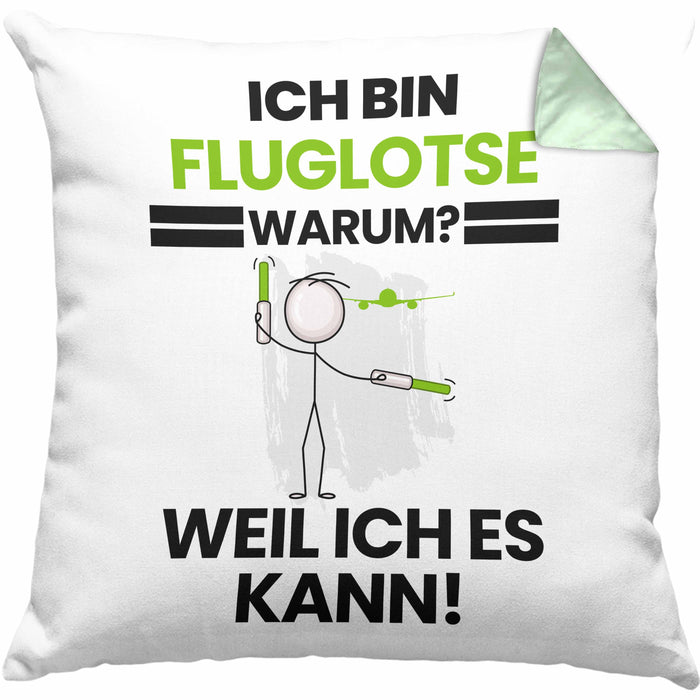 Fluglotse Geschenk Kissen mit Füllung 40x40 Lustiger Spruch Ich Bin Fluglotse Warum Weil Ich Es Kann Geschenkidee Bester Fluglotse Geburtstag (Grau) Grün Trendation