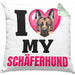 Schäferhund Besitzerin Kissen mit Füllung 40x40 Geschenk Lustiger Spruch Geschenkidee I Love My Schäferhund (Grau) Grün Trendation
